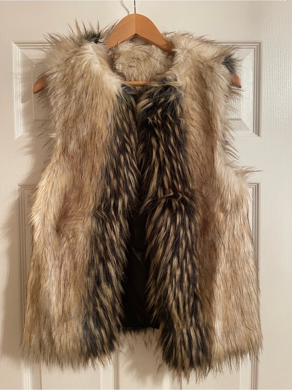 Forever 21 Faux Fur Vest in Tan and Black-Accented Mix